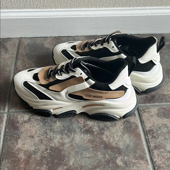 Steve Madden Chunky Black, Brown, and White Sneakers - Picture 3 of 7